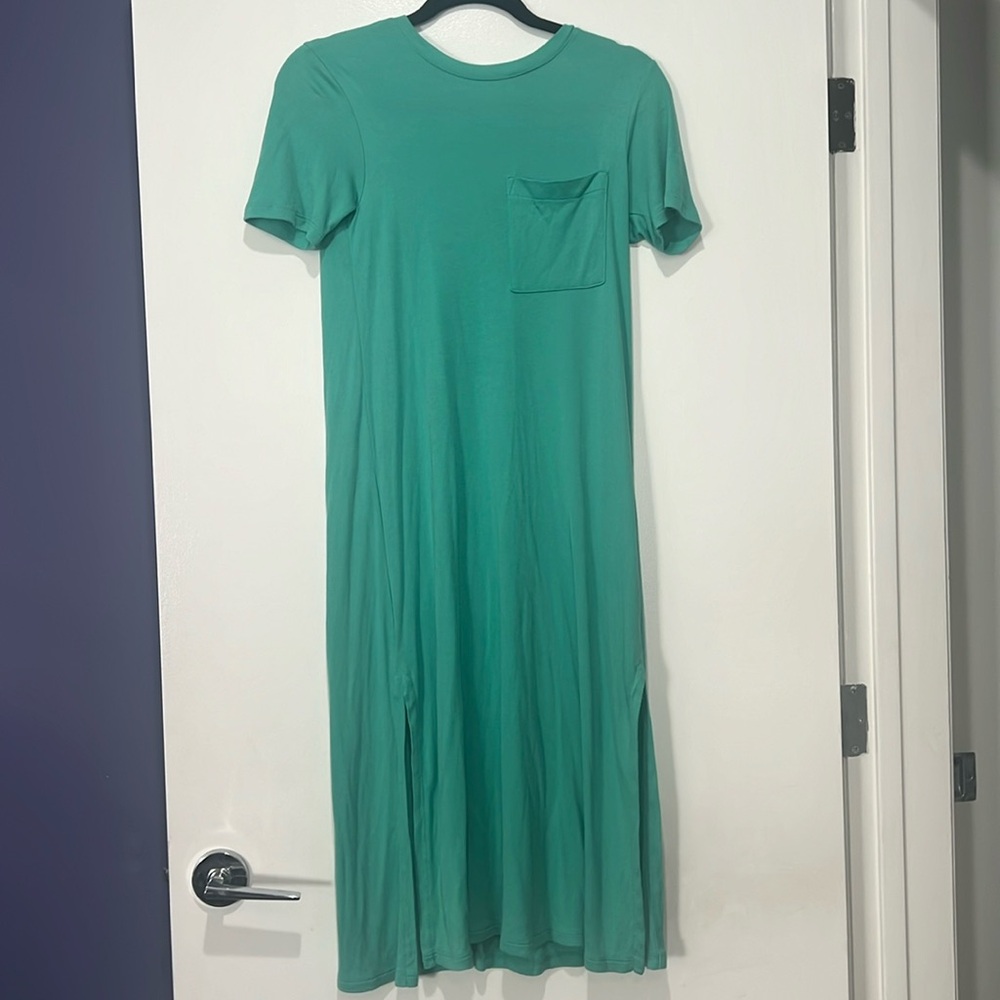 NWOT ATM midi XS sea green long t shirt dress